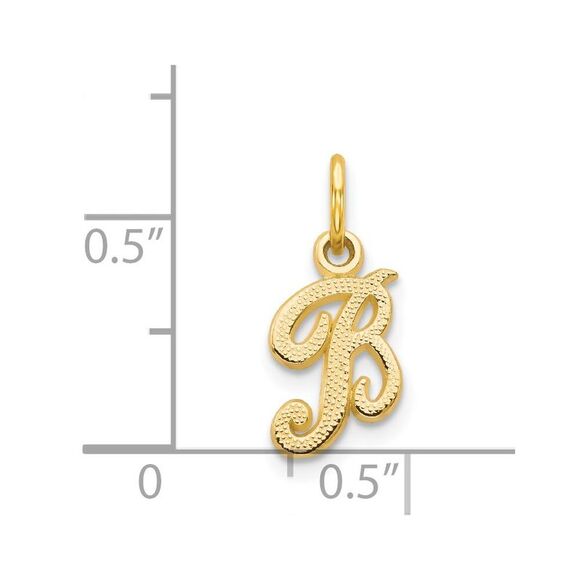 14K Yellow Gold Script Letter B Initial Charm - Picture 3 of 3